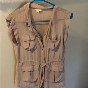 Sleeveless sheer button down